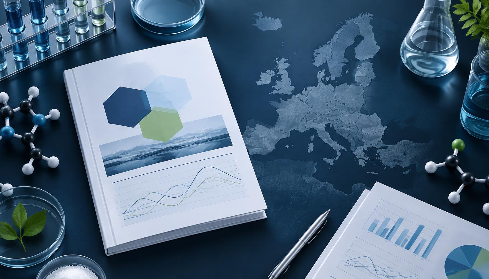 REACH-regisztrációs dokumentáció laboratóriumi eszközökkel és Európa térképével