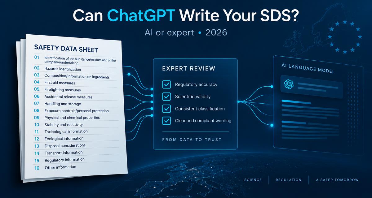 Comparison of a safety data sheet, expert review and artificial intelligence